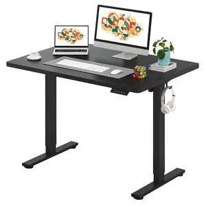 One-Piece Electric Standing Desk, Seamless 48 x 30'' Ergonomic Height Adjustable Sit Stand Desk with Memory Presets for Home Office Computer Workstation, Black Frame/Black Top One-Piece Electric Standing Desk, Seamless 48 x 30'' Ergonomic Height Adjustable Sit Stand Desk with Memory Presets for Home Office Computer Workstation, Black Frame/Black Top