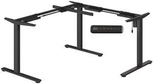 Electric Height Adjustable 3-Leg L Shaped Standing Desk Frame, Support up to 220lbs, Sit Stand Ergonomic L Desk Frame Only, Black Electric Height Adjustable 3-Leg L Shaped Standing Desk Frame, Support up to 220lbs, Sit Stand Ergonomic L Desk Frame Only, Black