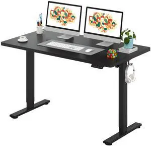 One-Piece Electric Standing Desk, Seamless 55 x 28'' Ergonomic Height Adjustable Sit Stand Desk with Memory Presets for Home Office Computer Workstation, Black Frame/Black Top One-Piece Electric Standing Desk, Seamless 55 x 28'' Ergonomic Height Adjustable Sit Stand Desk with Memory Presets for Home Office Computer Workstation, Black Frame/Black Top