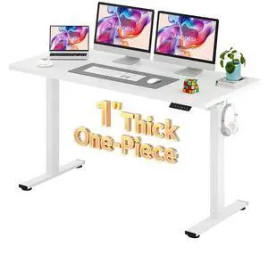 Electric Standing Desk 60 x 24 Inches Whole-Piece Desktop Height Adjustable Stand Up Desk w/6-Button Controller Ergonomic Computer Desk for Home Office, White Frame + White Tabletop Electric Standing Desk 60 x 24 Inches Whole-Piece Desktop Height Adjustable Stand Up Desk w/6-Button Controller Ergonomic Computer Desk for Home Office, White Frame + White Tabletop
