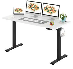 One-Piece Electric Standing Desk, Seamless 60 x 24'' Ergonomic Height Adjustable Sit Stand Desk with Memory Presets for Home Office Computer Workstation, Black Frame/White Top One-Piece Electric Standing Desk, Seamless 60 x 24'' Ergonomic Height Adjustable Sit Stand Desk with Memory Presets for Home Office Computer Workstation, Black Frame/White Top