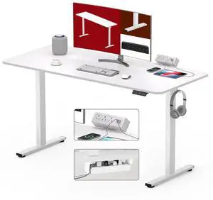 Electric Standing Desk with Desk Clamp Power Strip 48"x 24" Whole-Piece Desktop Height Adjustable Stand Up Desk with Cable Management Sit Stand Home Office Desk White Frame/White Top Electric Standing Desk with Desk Clamp Power Strip 48"x 24" Whole-Piece Desktop Height Adjustable Stand Up Desk with Cable Management Sit Stand Home Office Desk White Frame/White Top