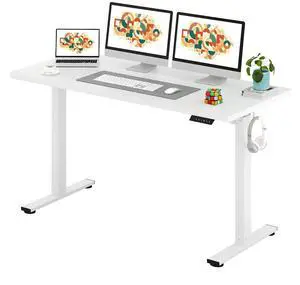 One-Piece Electric Standing Desk, Seamless 60 x 24'' Ergonomic Height Adjustable Sit Stand Desk with Memory Presets for Home Office Computer Workstation, White Frame/White Top One-Piece Electric Standing Desk, Seamless 60 x 24'' Ergonomic Height Adjustable Sit Stand Desk with Memory Presets for Home Office Computer Workstation, White Frame/White Top