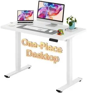 Electric Standing Desk 48 x 24 Inches Whole-Piece Desktop Height Adjustable Stand Up Desk w/6-Button Controller Ergonomic Computer Desk for Home Office, White Frame + White Tabletop Electric Standing Desk 48 x 24 Inches Whole-Piece Desktop Height Adjustable Stand Up Desk w/6-Button Controller Ergonomic Computer Desk for Home Office, White Frame + White Tabletop