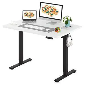One-Piece Electric Standing Desk, Seamless 48 x 30'' Ergonomic Height Adjustable Sit Stand Desk with Memory Presets for Home Office Computer Workstation, Black Frame/White Top One-Piece Electric Standing Desk, Seamless 48 x 30'' Ergonomic Height Adjustable Sit Stand Desk with Memory Presets for Home Office Computer Workstation, Black Frame/White Top