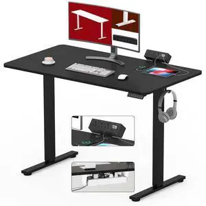 Electric Standing Desk with Desk Clamp Power Strip 40"x 24" Whole-Piece Desktop Height Adjustable Stand Up Desk with Cable Management Sit Stand Home Office Desk Black Frame/Black Top Electric Standing Desk with Desk Clamp Power Strip 40"x 24" Whole-Piece Desktop Height Adjustable Stand Up Desk with Cable Management Sit Stand Home Office Desk Black Frame/Black Top