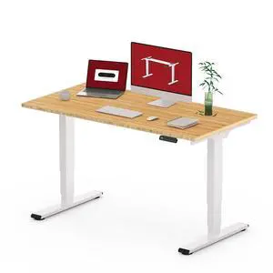 48 Inch Bamboo Electric Standing Desk, 3 Stage Dual Motor Height Adjustable Desk, Stable and Durable Sit to Stand Home Office Desk (White Frame/ 48 x 24 Natural Bamboo Top) 48 Inch Bamboo Electric Standing Desk, 3 Stage Dual Motor Height Adjustable Desk, Stable and Durable Sit to Stand Home Office Desk (White Frame/ 48 x 24 Natural Bamboo Top)
