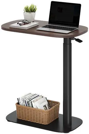 Small Standing Desk Pneumatic Height Adjustable Sit Stand Laptop Desk Overbed Table Computer Cart for Home Office Workstations (23.6" W x 13.8" D, Black Walnut) Small Standing Desk Pneumatic Height Adjustable Sit Stand Laptop Desk Overbed Table Computer Cart for Home Office Workstations (23.6" W x 13.8" D, Black Walnut)