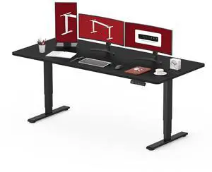 Standing Desk with Dual Motor, 3-Stage Lifting Column, Handset with 3 Preset and Sit-Stand Reminder - 60 inch One-piece Black Desk/Black Frame, Height Adjustable Desk for Home and Office Standing Desk with Dual Motor, 3-Stage Lifting Column, Handset with 3 Preset and Sit-Stand Reminder - 60 inch One-piece Black Desk/Black Frame, Height Adjustable Desk for Home and Office