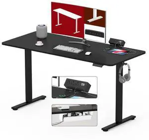Electric Standing Desk with Desk Clamp Power Strip 48"x 30" Whole-Piece Desktop Height Adjustable Stand Up Desk with Cable Management Sit Stand Home Office Desk Black Frame/Black Top Electric Standing Desk with Desk Clamp Power Strip 48"x 30" Whole-Piece Desktop Height Adjustable Stand Up Desk with Cable Management Sit Stand Home Office Desk Black Frame/Black Top