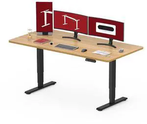 55" Electric Standing Desk,One-piece Dual Motor Height Adjustable Desk, Stable and Durable 3-Stage Stand up Desk for Home Office (Black Frame/55 x 28 Inch Maple top) 55" Electric Standing Desk,One-piece Dual Motor Height Adjustable Desk, Stable and Durable 3-Stage Stand up Desk for Home Office (Black Frame/55 x 28 Inch Maple top)