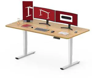 55" Electric Standing Desk,One-Piece Dual Motor Height Adjustable Desk, Stable and Durable 3-Stage Stand up Desk for Home Office (White Frame/55 x 28 Inch Maple top) 55" Electric Standing Desk,One-Piece Dual Motor Height Adjustable Desk, Stable and Durable 3-Stage Stand up Desk for Home Office (White Frame/55 x 28 Inch Maple top)