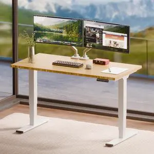 Solid Bamboo 3-Stage Dual Motor Standing Desk 48×24 One-Piece Top, Holds 220 lbs, Spacious Ergonomic Sit Stand Desk with Memory Presets for Home Office, White Frame/Natural Bamboo Solid Bamboo 3-Stage Dual Motor Standing Desk 48×24 One-Piece Top, Holds 220 lbs, Spacious Ergonomic Sit Stand Desk with Memory Presets for Home Office, White Frame/Natural Bamboo