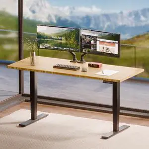 Solid Bamboo 3-Stage Dual Motor Standing Desk 60×30 One-Piece Top, Holds 220 lbs, Spacious Ergonomic Sit Stand Desk with Memory Presets for Home Office, Black Frame/Natural Bamboo Solid Bamboo 3-Stage Dual Motor Standing Desk 60×30 One-Piece Top, Holds 220 lbs, Spacious Ergonomic Sit Stand Desk with Memory Presets for Home Office, Black Frame/Natural Bamboo