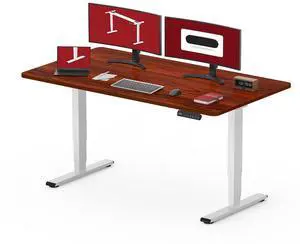 48" Electric Standing Desk,One-Piece Dual Motor Height Adjustable Desk, Stable and Durable 3-Stage Stand up Desk for Home Office (White Frame/48 x 30 Inch Mahogany top) 48" Electric Standing Desk,One-Piece Dual Motor Height Adjustable Desk, Stable and Durable 3-Stage Stand up Desk for Home Office (White Frame/48 x 30 Inch Mahogany top)