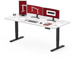 Standing Desk with Dual Motor, 3-Stage Lifting Column, Handset with 3 Preset and Sit-Stand Reminder - 60 inch One-piece White Desk/White Frame, Height Adjustable for Home and Office Standing Desk with Dual Motor, 3-Stage Lifting Column, Handset with 3 Preset and Sit-Stand Reminder - 60 inch One-piece White Desk/White Frame, Height Adjustable for Home and Office