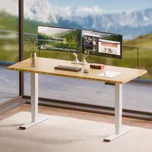 Solid Bamboo 3-Stage Dual Motor Standing Desk 60×30 One-Piece Top, Holds 220 lbs, Spacious Ergonomic Sit Stand Desk with Memory Presets for Home Office, White Frame/Natural Bamboo Solid Bamboo 3-Stage Dual Motor Standing Desk 60×30 One-Piece Top, Holds 220 lbs, Spacious Ergonomic Sit Stand Desk with Memory Presets for Home Office, White Frame/Natural Bamboo