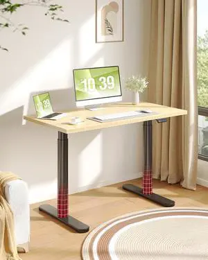 Bamboo Standing Desk with Rounded-Column & One-Piece Desktop - 48"x24" Electric Adjustable Desk for Home Office, Memory Height Control, Black Frame Bamboo Standing Desk with Rounded-Column & One-Piece Desktop - 48"x24" Electric Adjustable Desk for Home Office, Memory Height Control, Black Frame