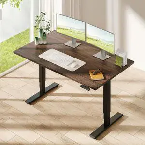 Solid Bamboo 3-Stage Dual Motor Standing Desk 60×30 One-Piece Top, Holds 220 lbs, Spacious Ergonomic Sit Stand Desk with Memory Presets for Home Office, Black Frame/Walnut Bamboo Solid Bamboo 3-Stage Dual Motor Standing Desk 60×30 One-Piece Top, Holds 220 lbs, Spacious Ergonomic Sit Stand Desk with Memory Presets for Home Office, Black Frame/Walnut Bamboo