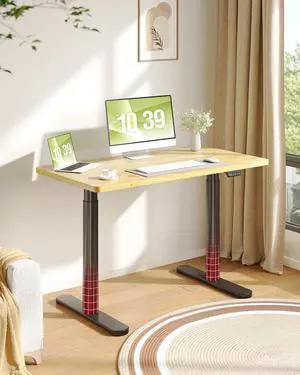 Solid Wood Standing Desk with Rounded-Column & One-Piece Desktop - 48"x24" Electric Adjustable Desk for Home Office, Memory Height Control, Black Frame Solid Wood Standing Desk with Rounded-Column & One-Piece Desktop - 48"x24" Electric Adjustable Desk for Home Office, Memory Height Control, Black Frame