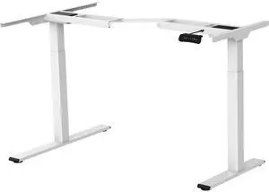 L Shaped Standing Desk Frame with Dual Motor, Height-Adjustable Table Frame, White L Shaped Standing Desk Frame with Dual Motor, Height-Adjustable Table Frame, White