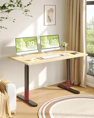 Bamboo Standing Desk with Rounded-Column & One-Piece Desktop - 55"x28" Electric Adjustable Desk for Home Office, Memory Height Control, Black Frame Bamboo Standing Desk with Rounded-Column & One-Piece Desktop - 55"x28" Electric Adjustable Desk for Home Office, Memory Height Control, Black Frame