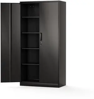 Metal Storage Cabinet with Locking Door and Adjustable Shelf,71" Tall Black File Cabinet for Home, School, Office Metal Storage Cabinet with Locking Door and Adjustable Shelf,71" Tall Black File Cabinet for Home, School, Office