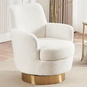 Swivel Barrel Chair,Modern Comfy Teddy Upholstered Round Swivel Accent Chairs,360 Degree Single Sofa Chair for Living Room, (White*1PCS) Swivel Barrel Chair,Modern Comfy Teddy Upholstered Round Swivel Accent Chairs,360 Degree Single Sofa Chair for Living Room, (White*1PCS)