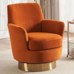 Swivel Barrel Chair,Modern Velvet Upholstered Round Swivel Accent Chairs with Tall Backrest,360 Degree Single Sofa Chair Armchair for Living Room, (Orange*1PCS) Swivel Barrel Chair,Modern Velvet Upholstered Round Swivel Accent Chairs with Tall Backrest,360 Degree Single Sofa Chair Armchair for Living Room, (Orange*1PCS)
