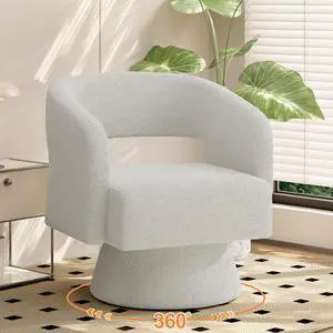 Swivel Barrel Accent Chair,Oversized Teddy Upholstered Round Swivel Chair,Modern Luxury 360 Degree Living Room Vanity Chair for Bedroom Office,White Swivel Barrel Accent Chair,Oversized Teddy Upholstered Round Swivel Chair,Modern Luxury 360 Degree Living Room Vanity Chair for Bedroom Office,White