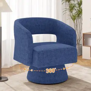 Swivel Barrel Accent Chair,Oversized Chenille Upholstered Round Swivel Chair,Modern Luxury 360 Degree Living Room Vanity Chair for Bedroom Office,Blue,1PCS Swivel Barrel Accent Chair,Oversized Chenille Upholstered Round Swivel Chair,Modern Luxury 360 Degree Living Room Vanity Chair for Bedroom Office,Blue,1PCS