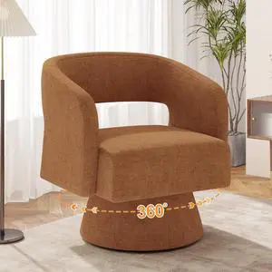 Swivel Barrel Accent Chair Set of 1,Oversized Chenille Upholstered Round Swivel Chair,Modern Luxury 360 Degree Living Room Vanity Chair for Bedroom Office,Khaki,1PCS Swivel Barrel Accent Chair Set of 1,Oversized Chenille Upholstered Round Swivel Chair,Modern Luxury 360 Degree Living Room Vanity Chair for Bedroom Office,Khaki,1PCS