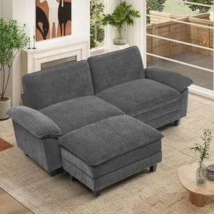 86" Modular Sectional Sofa,Comfy Cloud Couch Sectional Sofa with Ottoman, L Shape Sofa Chenille Sleeper Deep Seat Sofas for Living Room,Bedroom and Apartment,Dark Gary 86" Modular Sectional Sofa,Comfy Cloud Couch Sectional Sofa with Ottoman, L Shape Sofa Chenille Sleeper Deep Seat Sofas for Living Room,Bedroom and Apartment,Dark Gary