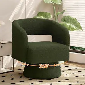 Swivel Barrel Accent Chair,Oversized Teddy Upholstered Round Swivel Chair,Modern Luxury 360 Degree Living Room Vanity Chair for Bedroom Office,Green Swivel Barrel Accent Chair,Oversized Teddy Upholstered Round Swivel Chair,Modern Luxury 360 Degree Living Room Vanity Chair for Bedroom Office,Green