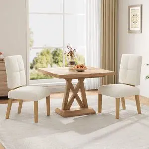Wooden Dining Chairs Set of 4, Linen Fabric & Cloud-Soft Cushion Dining Chairs, Sturdy Wood Legs & Reinforced Structure for Kitchen, Living Room, Restaurant, Easy Assembly, Beige Wooden Dining Chairs Set of 4, Linen Fabric & Cloud-Soft Cushion Dining Chairs, Sturdy Wood Legs & Reinforced Structure for Kitchen, Living Room, Restaurant, Easy Assembly, Beige