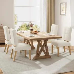 Wooden Dining Chairs Set of 4, Dining Room Chairs with Wood Legs, Cloud-Like Cushion & Reinforcement Structure Design for Kitchen/Living Room/Restaurant, Easy Assembly Wooden Dining Chairs Set of 4, Dining Room Chairs with Wood Legs, Cloud-Like Cushion & Reinforcement Structure Design for Kitchen/Living Room/Restaurant, Easy Assembly