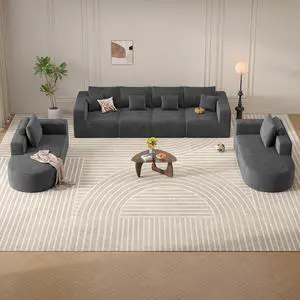 Living Room Furniture Sets,Modern U Shaped Modular Sectional Sofa,Convertible Cloud Couches for Living Room,Comfy 4 Seater with 2 Chaise Furniture Set, Boneless Couch Sofa,1 PCS Living Room Furniture Sets,Modern U Shaped Modular Sectional Sofa,Convertible Cloud Couches for Living Room,Comfy 4 Seater with 2 Chaise Furniture Set, Boneless Couch Sofa,1 PCS