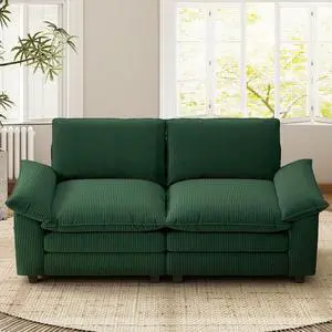 86" Modular Sectional Sofa,Comfy Cloud Couch Sectional Sofa,Loveseat Corduroy Sleeper Deep Seat Sofas for Living Room,Bedroom and Apartment,Green 86" Modular Sectional Sofa,Comfy Cloud Couch Sectional Sofa,Loveseat Corduroy Sleeper Deep Seat Sofas for Living Room,Bedroom and Apartment,Green