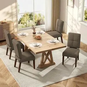 Wooden Dining Chairs Set of 4, Dining Room Chairs with Wood Legs, Cloud-Like Cushion & Reinforcement Structure Design for Kitchen/Living Room/Restaurant, Easy Assembly Wooden Dining Chairs Set of 4, Dining Room Chairs with Wood Legs, Cloud-Like Cushion & Reinforcement Structure Design for Kitchen/Living Room/Restaurant, Easy Assembly