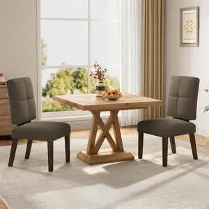 Wooden Dining Chairs Set of 2, Dining Room Chairs with Wood Legs, Cloud-Like Cushion & Reinforcement Structure Design for Kitchen/Living Room/Restaurant, Easy Assembly Wooden Dining Chairs Set of 2, Dining Room Chairs with Wood Legs, Cloud-Like Cushion & Reinforcement Structure Design for Kitchen/Living Room/Restaurant, Easy Assembly