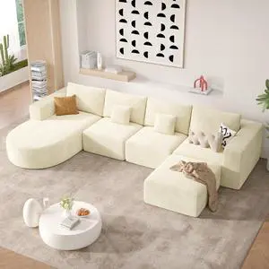 134" Boneless Couches for Living Room,Large U-Shaped Modular Sectional Sofa with Convertible Ottoman,Modern Cozy Cloud Couch in a Box,Sponge Compression Deep Seat Sofas with Chaise,Beige,1pcs 134" Boneless Couches for Living Room,Large U-Shaped Modular Sectional Sofa with Convertible Ottoman,Modern Cozy Cloud Couch in a Box,Sponge Compression Deep Seat Sofas with Chaise,Beige,1pcs