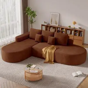 112" Modern Curved Cloud Couch, Corduroy Boneless Couches for Living Room with Deep Seat, Memory Foam Compressed Modular Sectional Sofa, No Assembly Required,Brown 1 PCS 112" Modern Curved Cloud Couch, Corduroy Boneless Couches for Living Room with Deep Seat, Memory Foam Compressed Modular Sectional Sofa, No Assembly Required,Brown 1 PCS