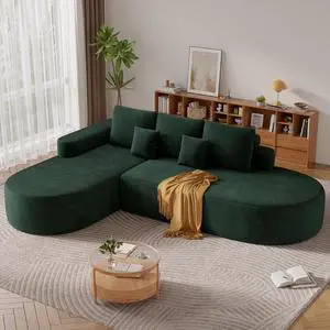 112" Modern Curved Cloud Couch, Boneless Couches for Living Room with Deep Seat, Memory Foam Compressed Modular Sectional Sofa, No Assembly Required,Green 1 PCS 112" Modern Curved Cloud Couch, Boneless Couches for Living Room with Deep Seat, Memory Foam Compressed Modular Sectional Sofa, No Assembly Required,Green 1 PCS