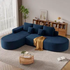 112" Modern Curved Cloud Couch, Boneless Couches for Living Room with Deep Seat, Memory Foam Compressed Modular Sectional Sofa, No Assembly Required,Navy Blue 1 PCS 112" Modern Curved Cloud Couch, Boneless Couches for Living Room with Deep Seat, Memory Foam Compressed Modular Sectional Sofa, No Assembly Required,Navy Blue 1 PCS