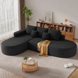 112" Modern Curved Cloud Couch, Chenille Boneless Couches for Living Room with Deep Seat, Memory Foam Compressed Modular Sectional Sofa, No Assembly Required,Black 1 PCS 112" Modern Curved Cloud Couch, Chenille Boneless Couches for Living Room with Deep Seat, Memory Foam Compressed Modular Sectional Sofa, No Assembly Required,Black 1 PCS