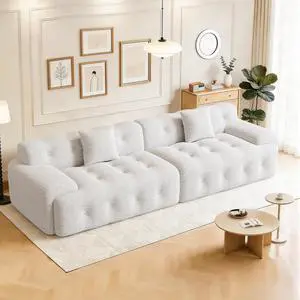 113" Modern Boneless Couches for Living Room, Oversized 3 Seater Cloud Couch, Chenille Modular Sectional Sofa, No Assembly Required, Beige 1 PCS 113" Modern Boneless Couches for Living Room, Oversized 3 Seater Cloud Couch, Chenille Modular Sectional Sofa, No Assembly Required, Beige 1 PCS