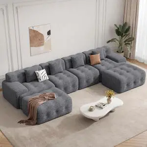143" Modern Boneless Couches for Living Room, U Shaped Cloud Couch Sectional, Chenille Convertible Modular Sofa Set, No Assembly Required, Dark Grey 1 PCS 143" Modern Boneless Couches for Living Room, U Shaped Cloud Couch Sectional, Chenille Convertible Modular Sofa Set, No Assembly Required, Dark Grey 1 PCS
