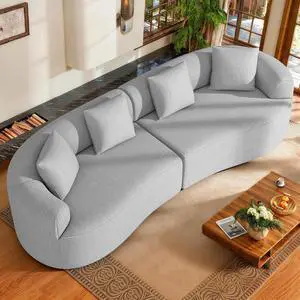 110 Modern Curved Sofa,Oversized Couch for Living Room,Cloud Couch with Boneless Couchs,Modular Sectional Sofa with Deep Seat,No Assembly Required,Light Gray 110 Modern Curved Sofa,Oversized Couch for Living Room,Cloud Couch with Boneless Couchs,Modular Sectional Sofa with Deep Seat,No Assembly Required,Light Gray