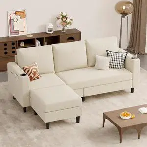 Upholstered Sectional Sofa and Couches, 78'' L Shaped 3-seat Sofa forLiving Room, Apartment, Lounge,Bedroom-Washable Covers Convertible Sofas(Linen Fabric,Beige Upholstered Sectional Sofa and Couches, 78'' L Shaped 3-seat Sofa forLiving Room, Apartment, Lounge,Bedroom-Washable Covers Convertible Sofas(Linen Fabric,Beige