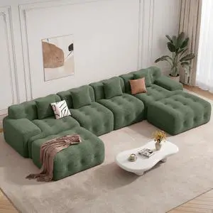 143" Modern Boneless Couches for Living Room, U Shaped Cloud Couch Sectional, Chenille Convertible Modular Sofa Set, No Assembly Required, Green 1 PCS 143" Modern Boneless Couches for Living Room, U Shaped Cloud Couch Sectional, Chenille Convertible Modular Sofa Set, No Assembly Required, Green 1 PCS